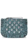 Rabanne Fringed Disc-embellished Raffia Pouch