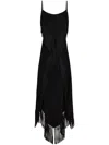 Rabanne Women's Crepe Fringe Cowl Neck Midi Dress In Neutrals