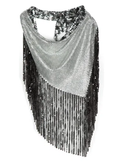 Rabanne Fringed Mesh Necklace In Black