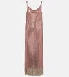 Rabanne Fringed Metallic Midi Dress In Pink