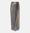 Rabanne Fringed Paisley Aluminum Mesh Maxi Skirt In Silver