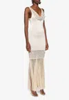 Rabanne Fringed Sleeveless Maxi Dress In Nude