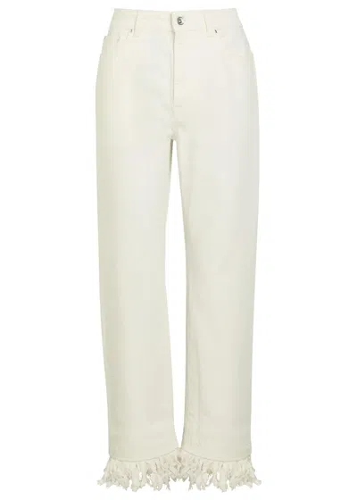 Rabanne Fringed Straight-leg Jeans In White