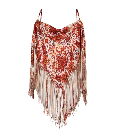 RABANNE PACO RABANNE PATTERN-PRINTED FRINGED TOP