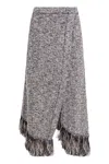Rabanne Fringed Asymmetric Skirt In Gray