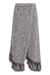 Rabanne Fringed Asymmetric Skirt In Gray