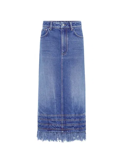 Rabanne Fringe-detail Midi Skirt In Blue