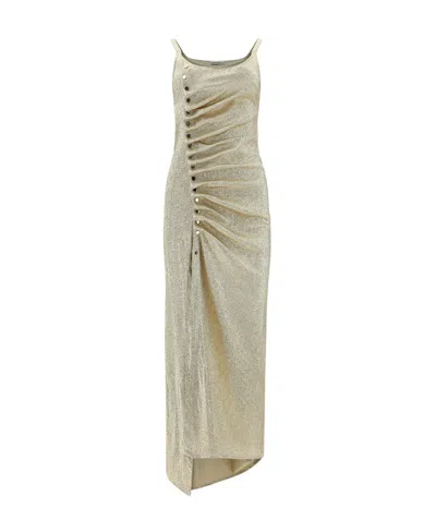 Rabanne Gathered Asymmetric Midi Dress In Gray