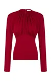 Rabanne Gathered Bodice Jersey Top In Red