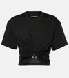 Rabanne Womens Black Ring-embellished Cropped Cotton-jersey T-shirt In Schwarz
