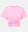 Rabanne Gathered Cotton Jersey T-shirt In Pink