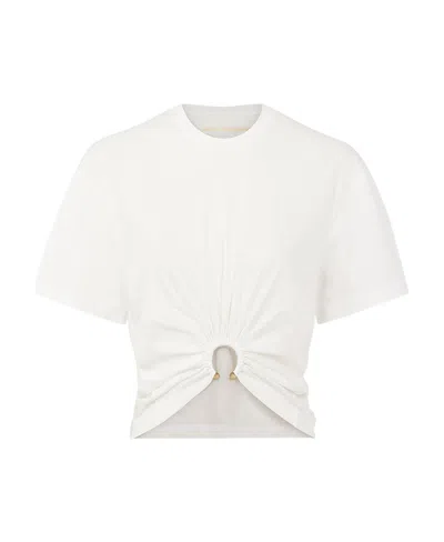 RABANNE PACO RABANNE RING DETAILED CROPPED T-SHIRT