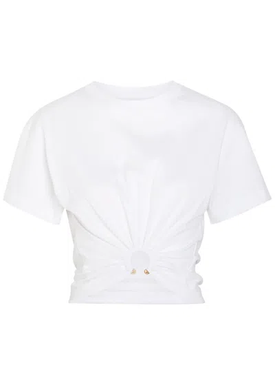 Rabanne Gathered Cotton T-shirt In White