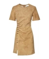 Rabanne Gathered Crewneck Mini Dress In Brown