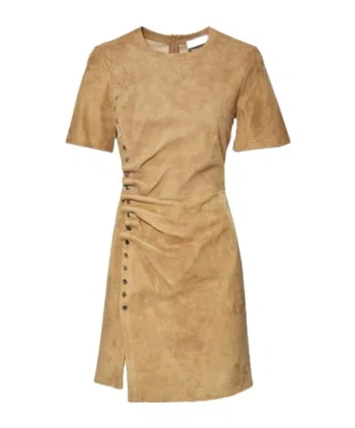 Rabanne Gathered Crewneck Mini Dress In Brown