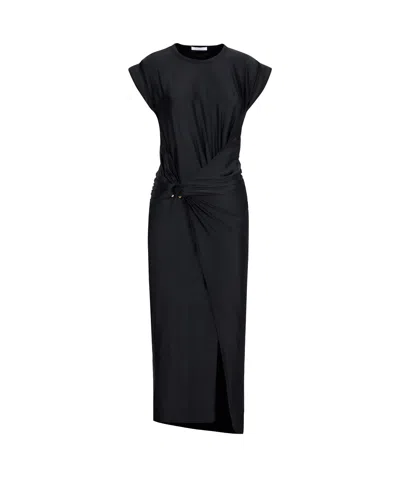 RABANNE GATHERED-DETAIL DRAPED MIDI DRESS