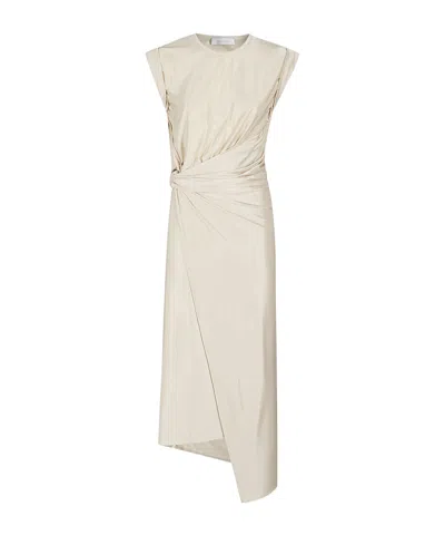 RABANNE GATHERED-DETAIL DRAPED MIDI DRESS