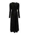 Rabanne Long-sleeve Gathered Midi Dress In Black In Black