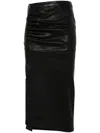Rabanne Viscose Ruched Fitted Midi Skirt In Black