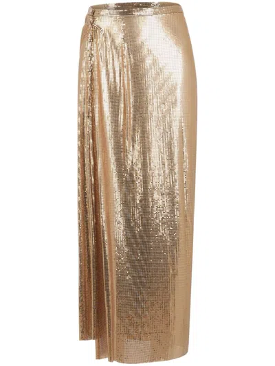 Rabanne High-rise Metallic Mesh Maxi Skirt In Gold N49