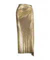 Rabanne Gathered-detail Mesh Skirt In Golden
