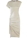 Rabanne Short-sleeved Draped Robe In Grey