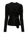 Rabanne Gathered Crewneck Top In Black