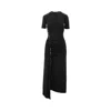 Rabanne Embellished Asymmetric Draped Midi Dress In Black