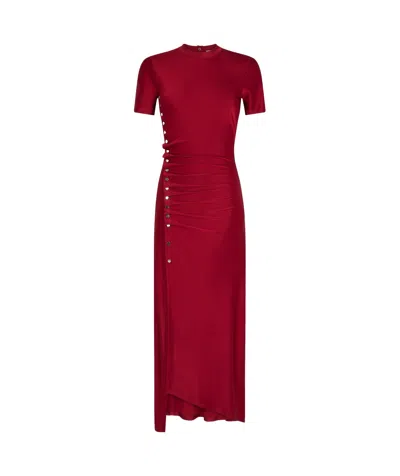 RABANNE PACO RABANNE GATHERED JERSEY CREWNECK MAXI DRESS