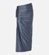 Rabanne Gathered Jersey Midi Skirt In Slate In Black