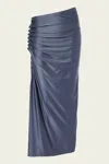 Rabanne Gathered Jersey Midi Skirt In Slate