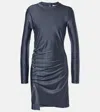 Rabanne Viscose Jersey Mini Dress W/ Buttons In Grey