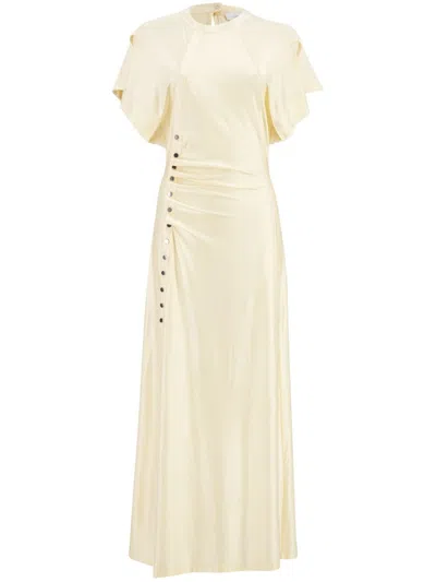 Rabanne Gathered Maxi Dres In Neutrals