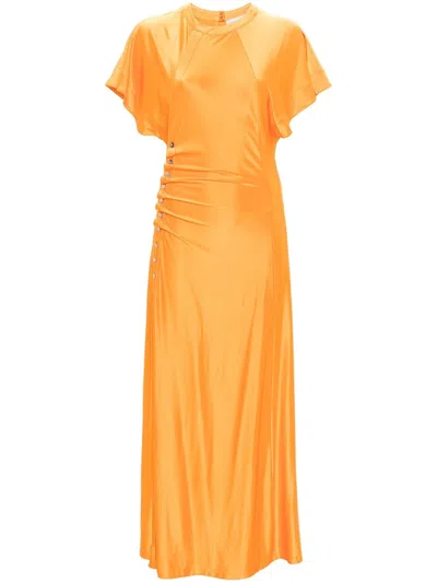 RABANNE GATHERED MAXI DRESSES WITH SHORT SLEEVES