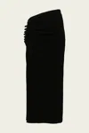 Rabanne Embellished Ruched Velvet Midi Skirt