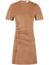 Rabanne Snap-gathered Suede Mini Dress In New Caramel