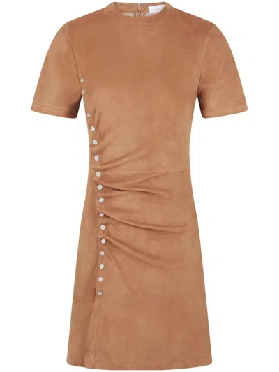 Rabanne Snap-gathered Suede Mini Dress In New Caramel
