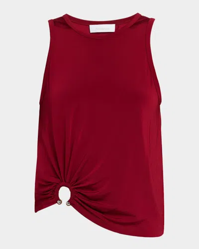 Rabanne Gathered O-ring Tank Top In Red