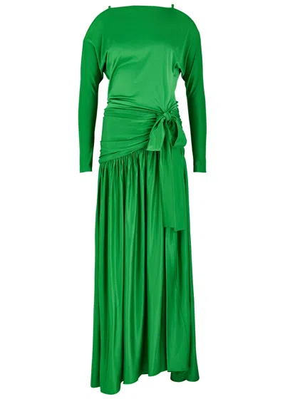 Rabanne Off-the-shoulder Maxi Dress In Vert Emeraude