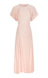 Rabanne Gathered Satin Jersey Midi Dress In Pink