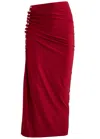 Rabanne Gathered Jersey Midi Skirt In Scarlet Red In Red