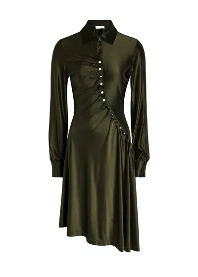 RABANNE RABANNE GATHERED SATIN-JERSEY SHIRT DRESS