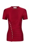 Rabanne Gathered Jersey Top In Scarlet Red