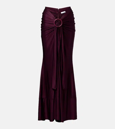 Rabanne Gathered Satin Maxi Skirt In Purple