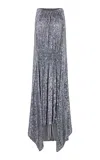 Rabanne Gathered Sequined Midi Dress In Blue