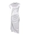 Rabanne Asymmetric Ruched Stretch-lurex Dress In White