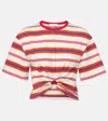 Rabanne Embellished Striped Cotton-blend Jersey T-shirt In Multi