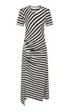 Rabanne Gathered Wool-blend Midi Dress In White