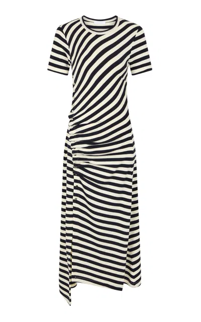 Rabanne Gathered Wool-blend Midi Dress In White