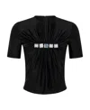 Rabanne Viscose Top With Round Neckline And Gathered Front In Black